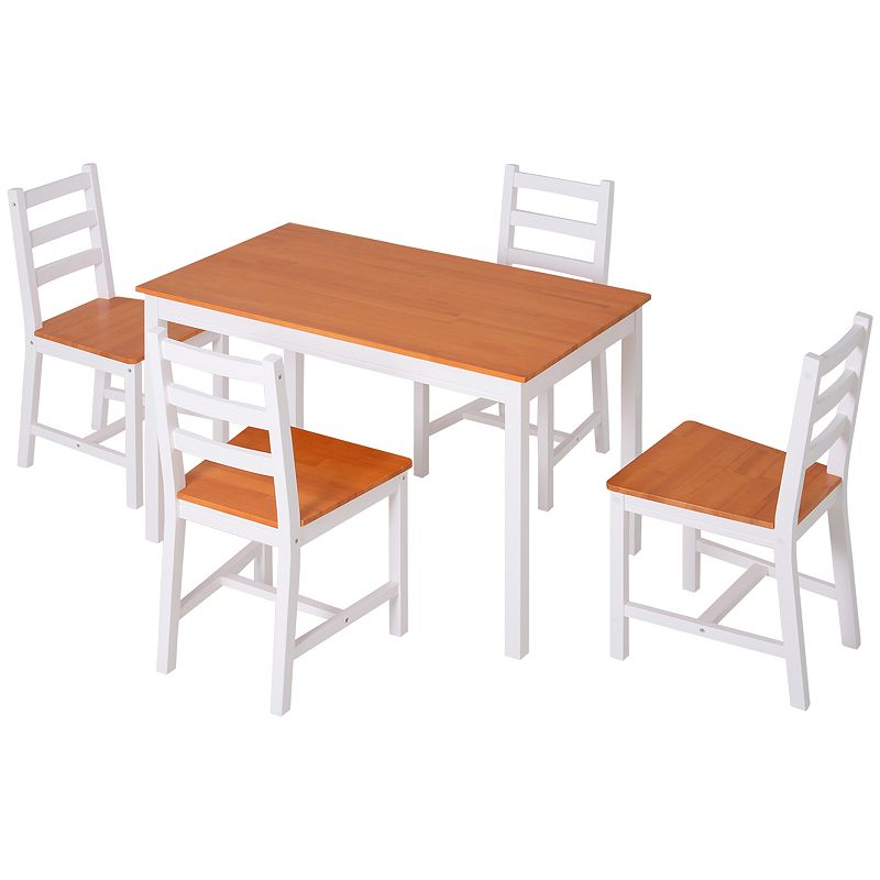 HOMCOM 5 Piece Dining Room Table Set Wooden Kitchen Table and Chairs for Dinette Breakfast Nook Chestnut Brown