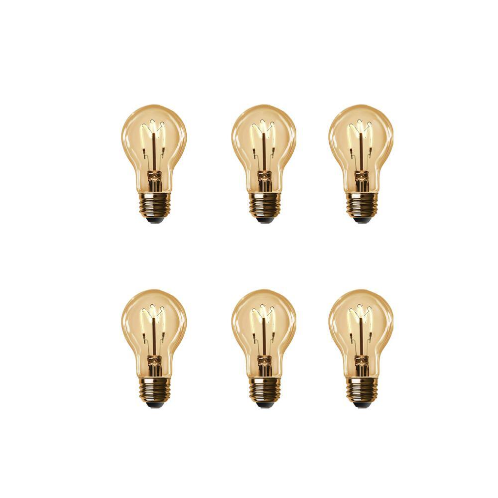 Feit Electric 40-Watt Equivalent A19 Dimmable H Shape Filament Amber Glass E26 Vintage Edison LED Light Bulb Warm White (6-Pack) AT19HLEDHDRP6