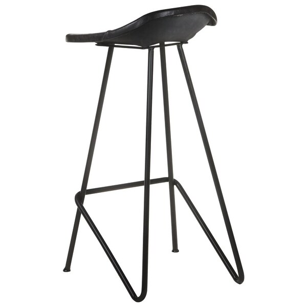 vidaXL Bar Stools 2 pcs Black Real Leather