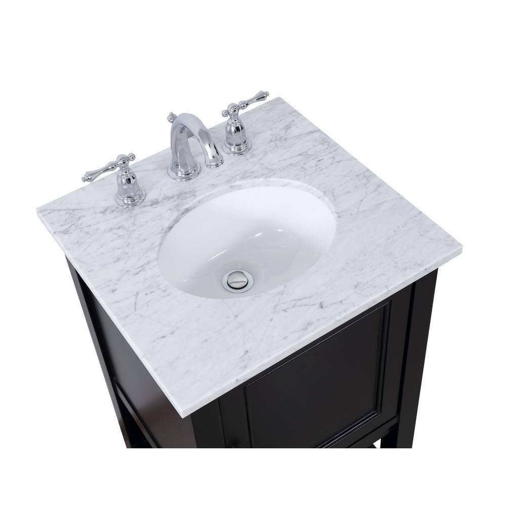 Timeless Home Gina 19 in. W x 18.38 in. D x 33.75 in. H Single Bathroom Vanity in Black with Carrara White Marble TH54019Black