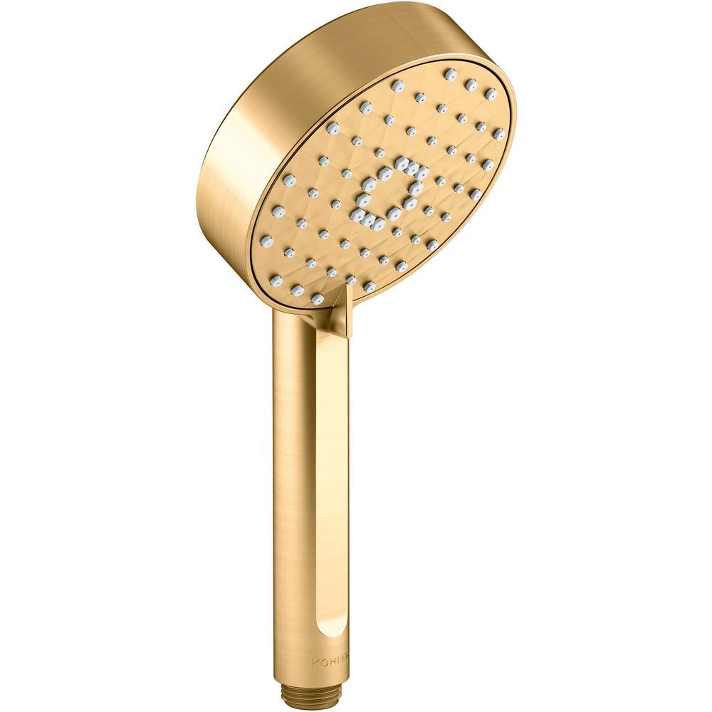 KOHLER Awaken 3-Spray Patterns with 1.75 GPM 4. 3125 in. Wall Mount Handheld Shower Head in Vibrant Brushed Moderne Brass K-72415-G-2MB