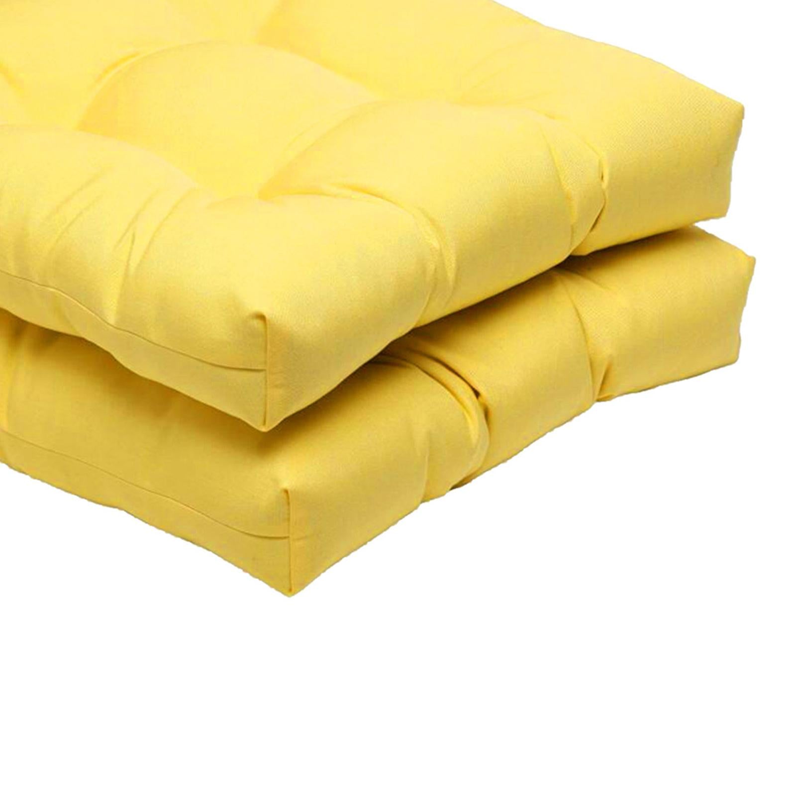 2 Pack Solid Color Tufted Pad Wicker Se Cushions 48x48cm Pio Yellow