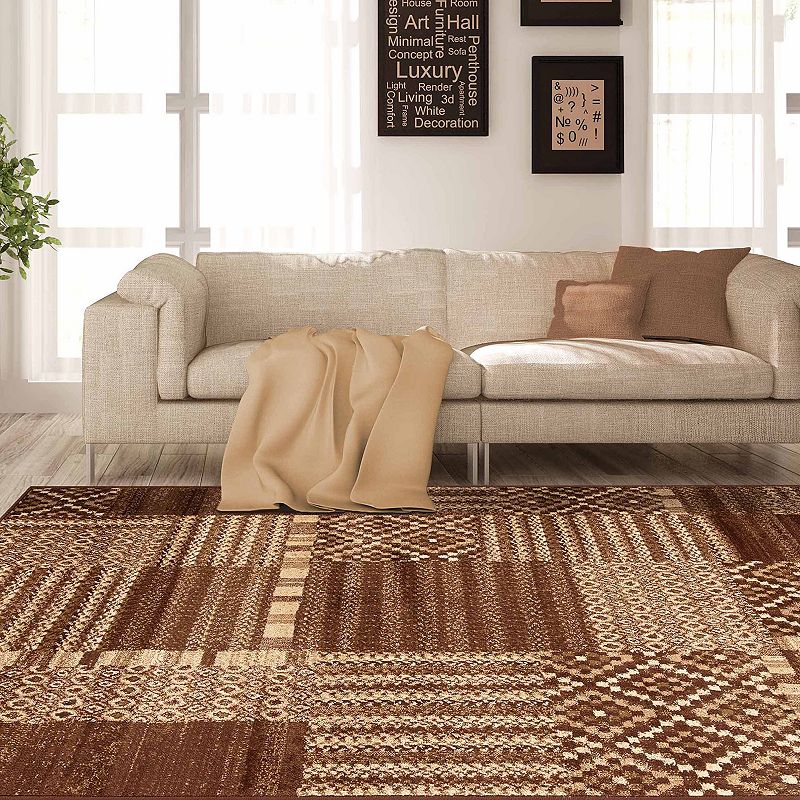 Superior Modern Block Patchwork Power-Loomed Indoor Rug