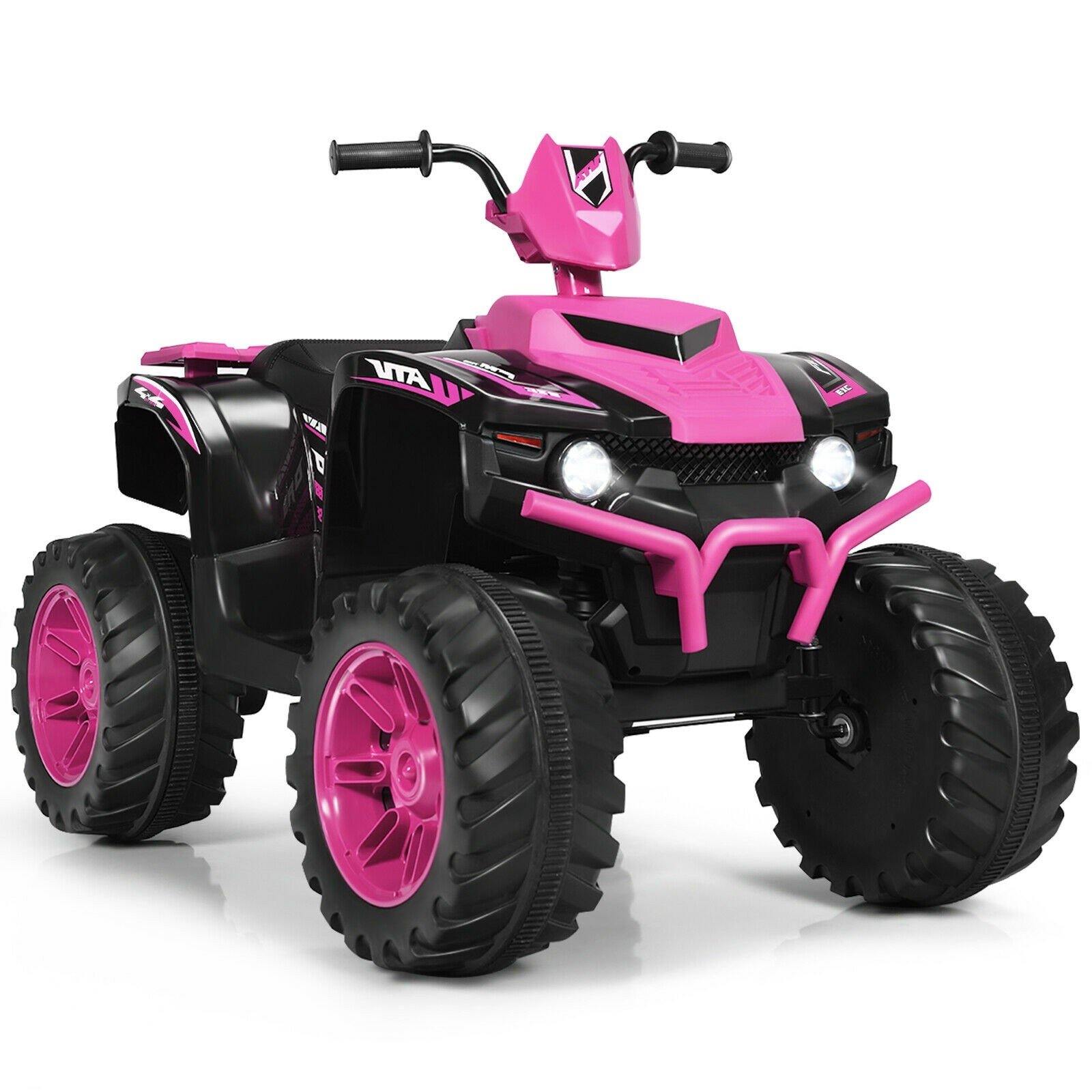 Costzon Kids ATV, 12V Battery Powered Electric Vehicle w/ LED Lights, High & Low Speed