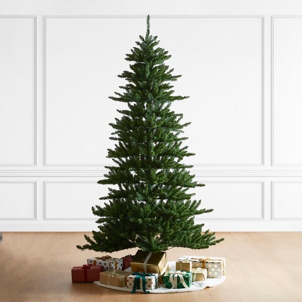 Glitzhome 7.5ft PreLit Green Slim Fir Christmas Tree with 400 LED Lights