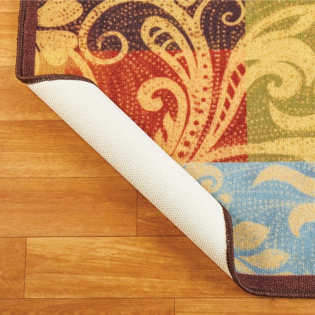 Collections Etc Colorblock Leaf Design Rug