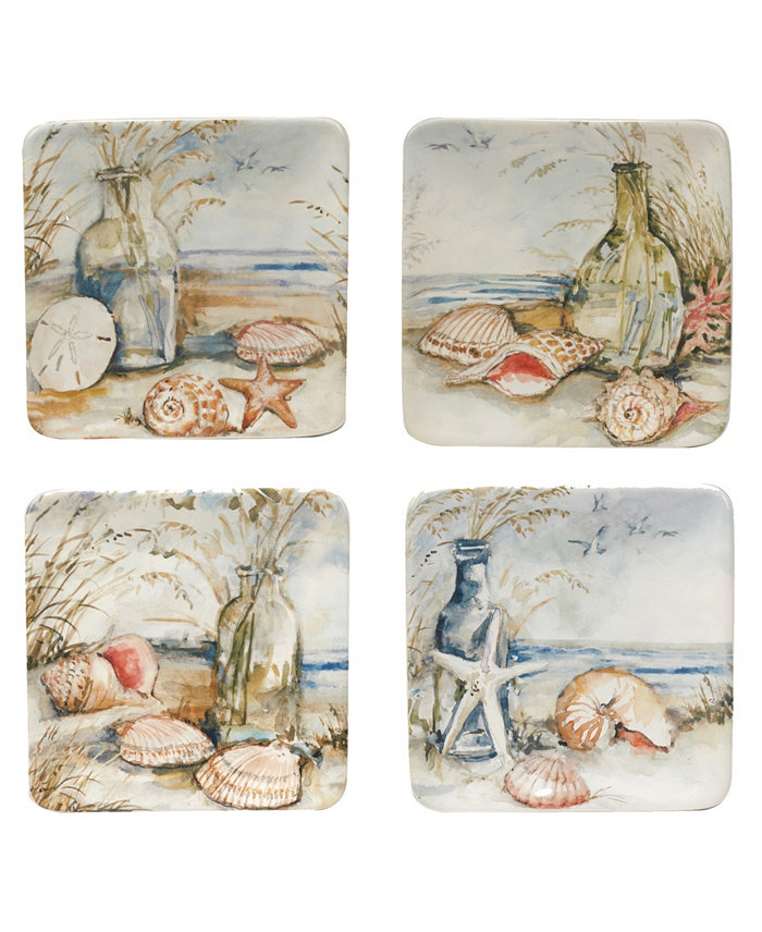 Certified International Coastal Landscape Set of 4 Canape Plates 6