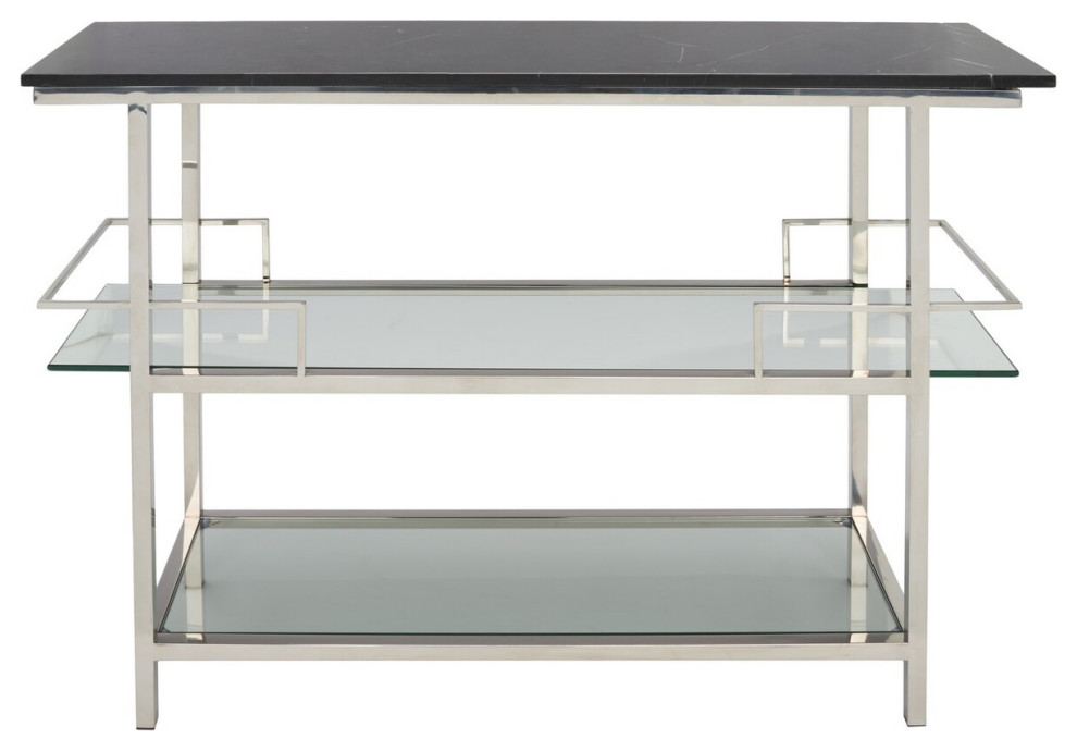 Safavieh Rosalina Marble Top Console Table Silver/Black   Contemporary   Console Tables   by Safavieh  Houzz