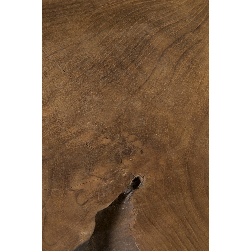 East at Main Natural Live edge Teak Wood Table with Iron Legs