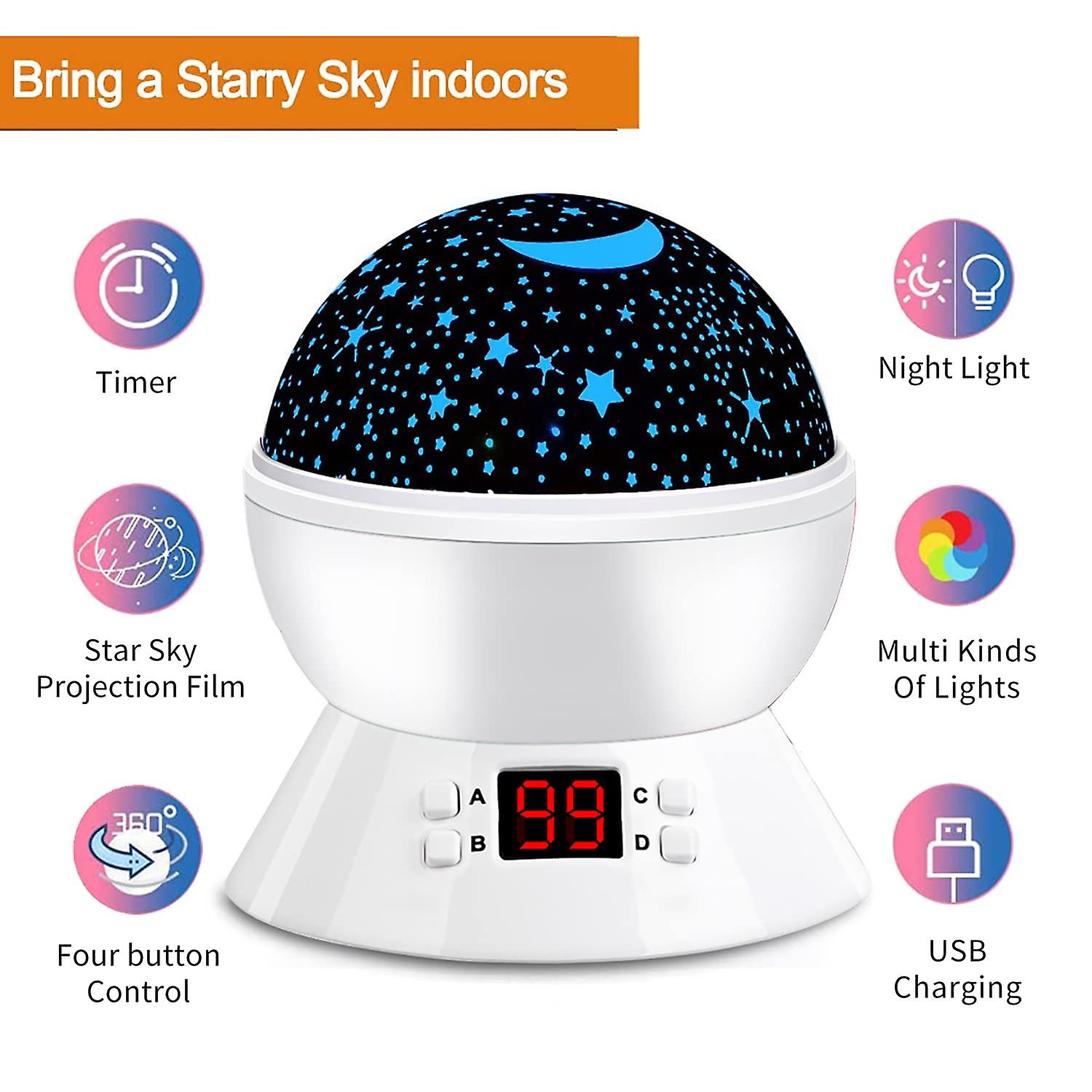 Star Night Lights For Kids， Baby Star Projector With Timer， Ceiling Starry Lamp For Nursery Bedroom Decor， Gifts Toy For Toddle Boys Girls 3-12 Year O