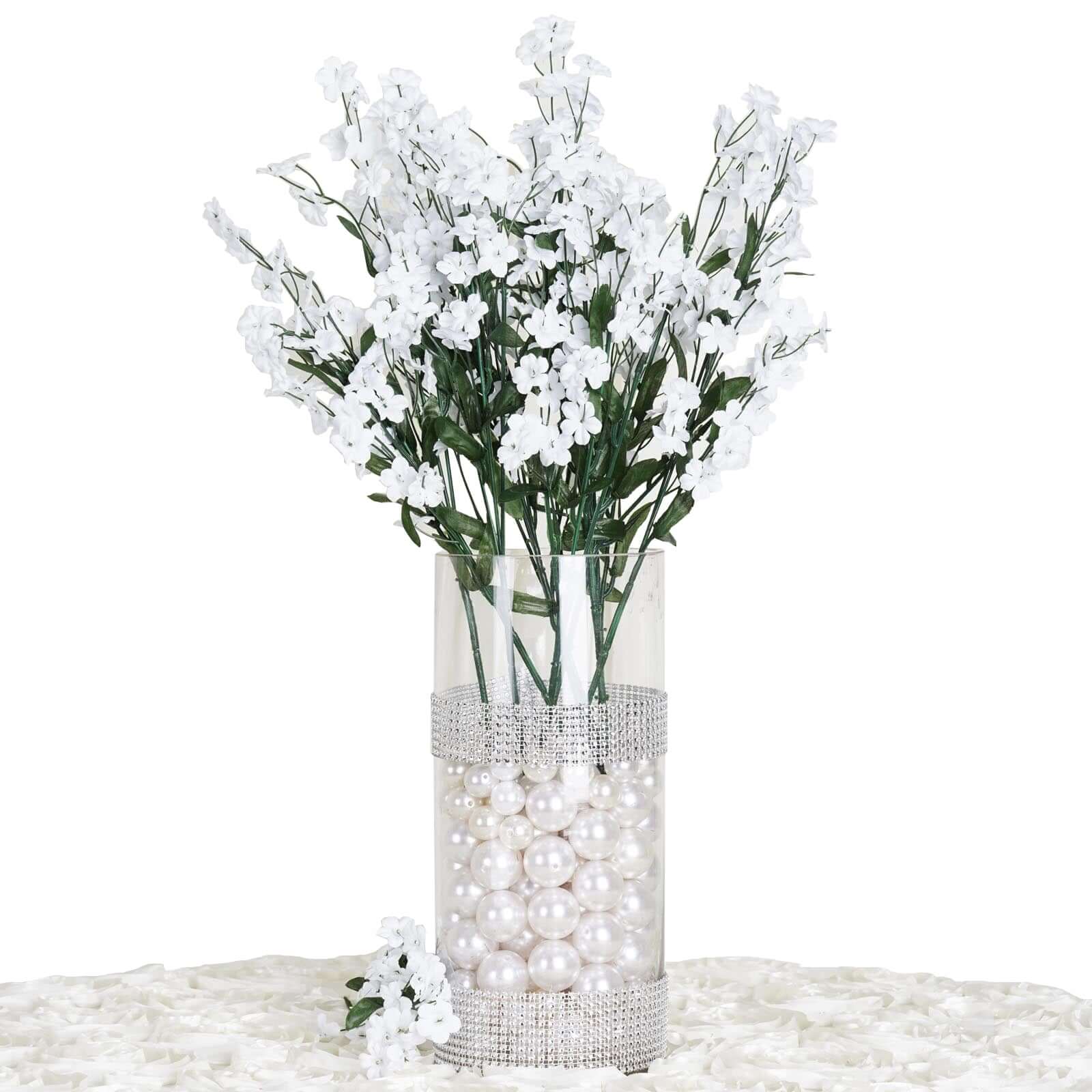 12 Stems White Artificial Silk Babys Breath Flower Bushes Spray