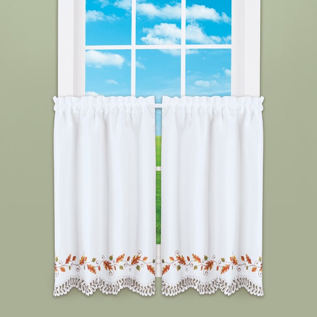 Collections Etc Embroidered Leaves And Cutout Border Curtains