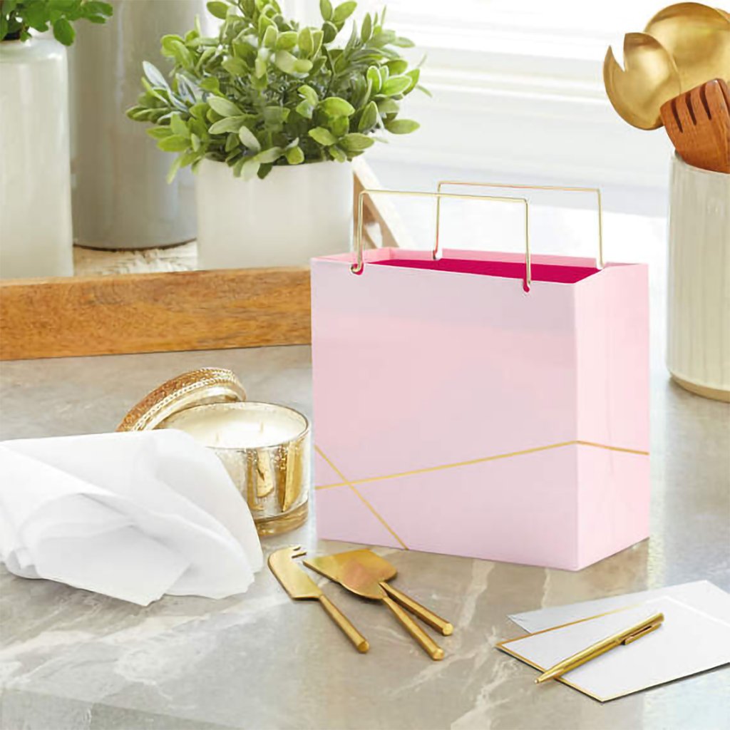 Hallmark  Light Pink With Gold Small Square Gift Bag, 5.5