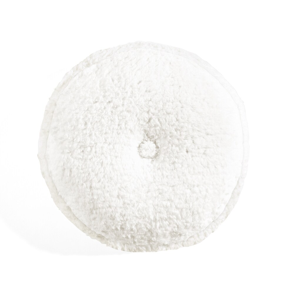 Lush Decor Button Soft Sherpa Round Decorative Pillow