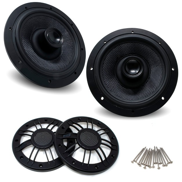 Marine Coaxial Speakers With Mg70 Marine Grills In Black