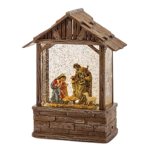 Snow Globe Holy Family 8.25H Plastic