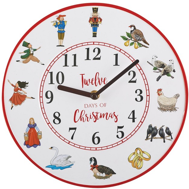 Collections Etc Battery Operated 12 Days Of Christmas Musical Wall Clock White