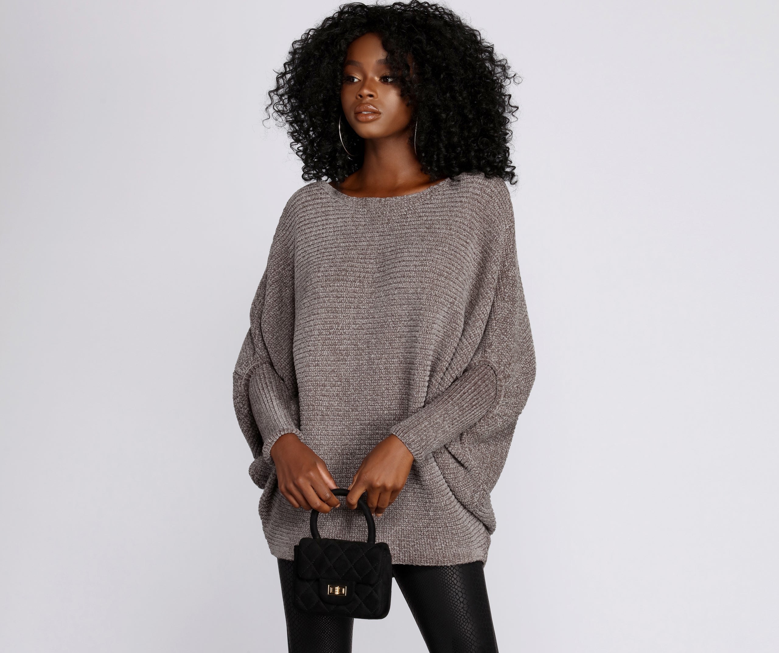 Boat Neck Chenille Pullover Sweater