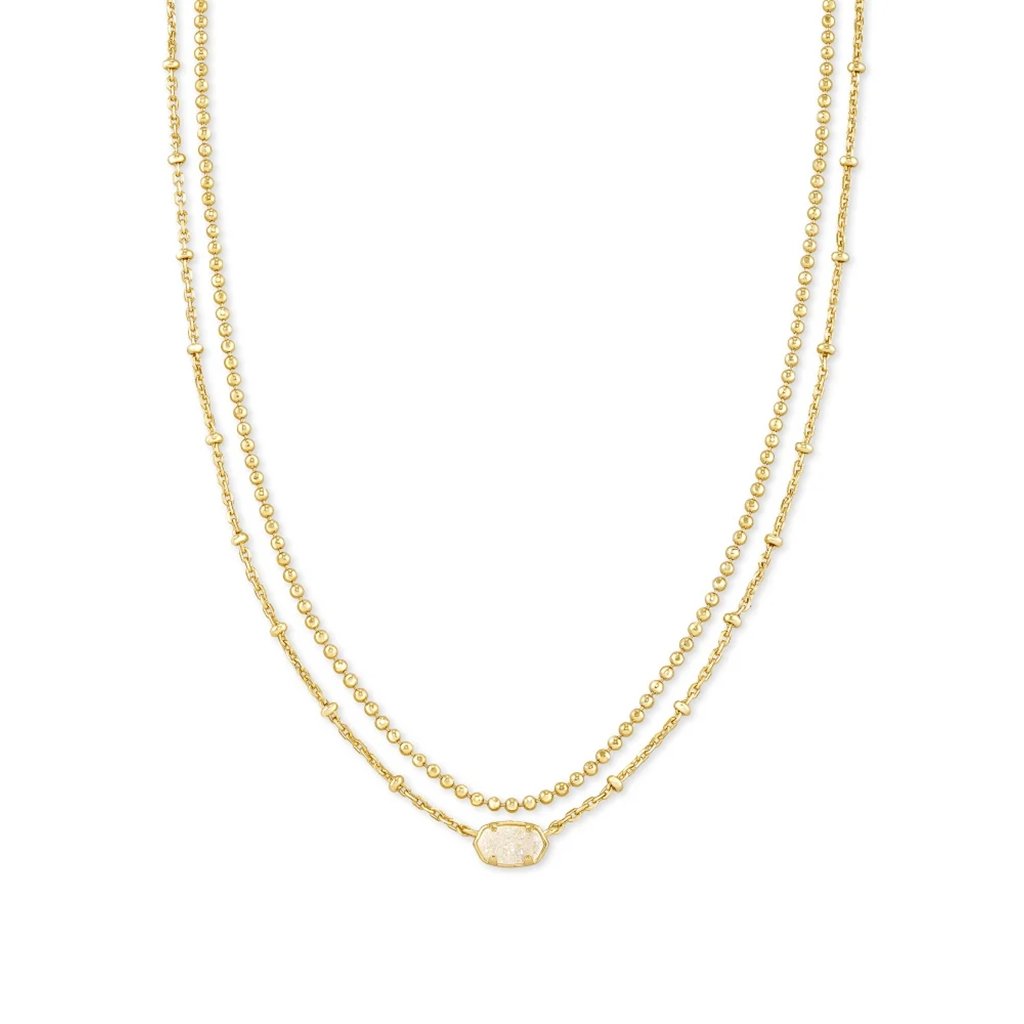 Kendra Scott  Emilie Gold Multi Strand Necklace In Iridescent Drusy