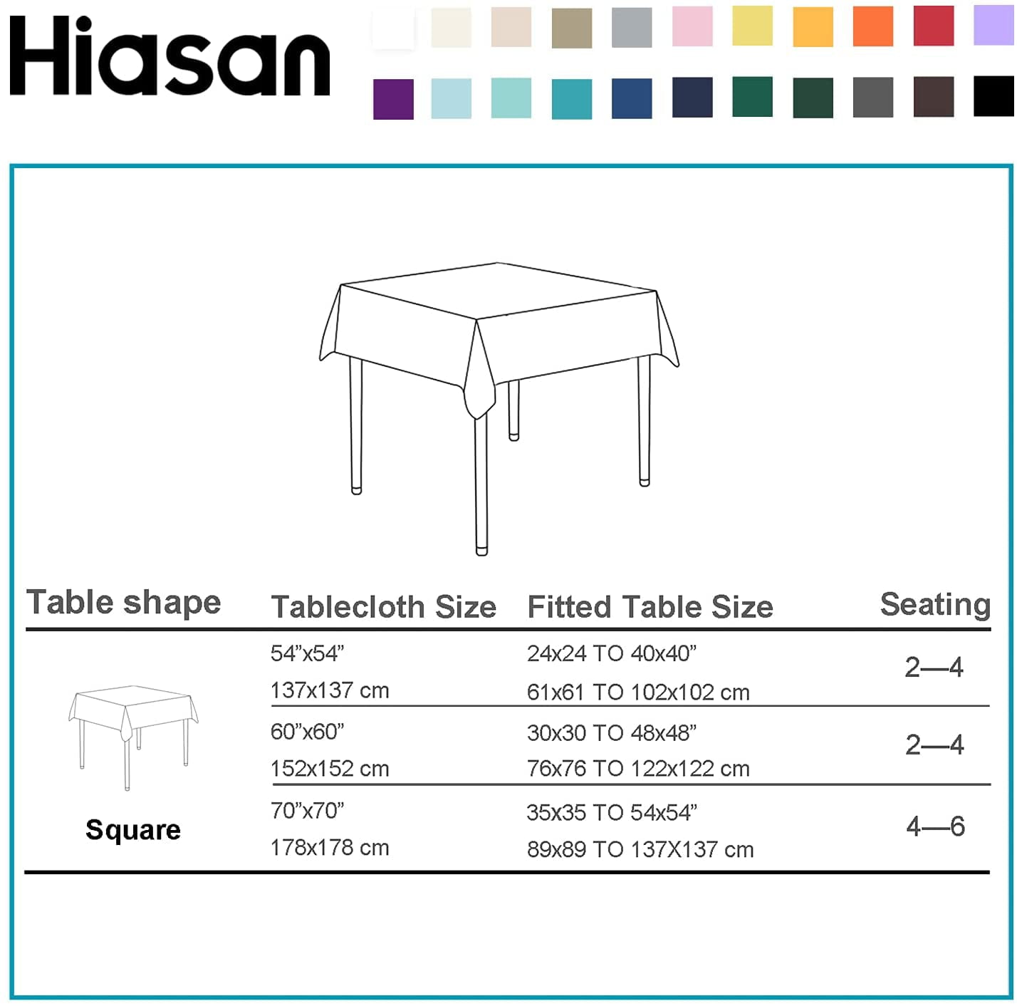 Hiasan Square Tablecloth - Waterproof Washable Polyester Table Cloth for Dining Room Birthday Party, Emerlad Green, 54 x 54 Inch