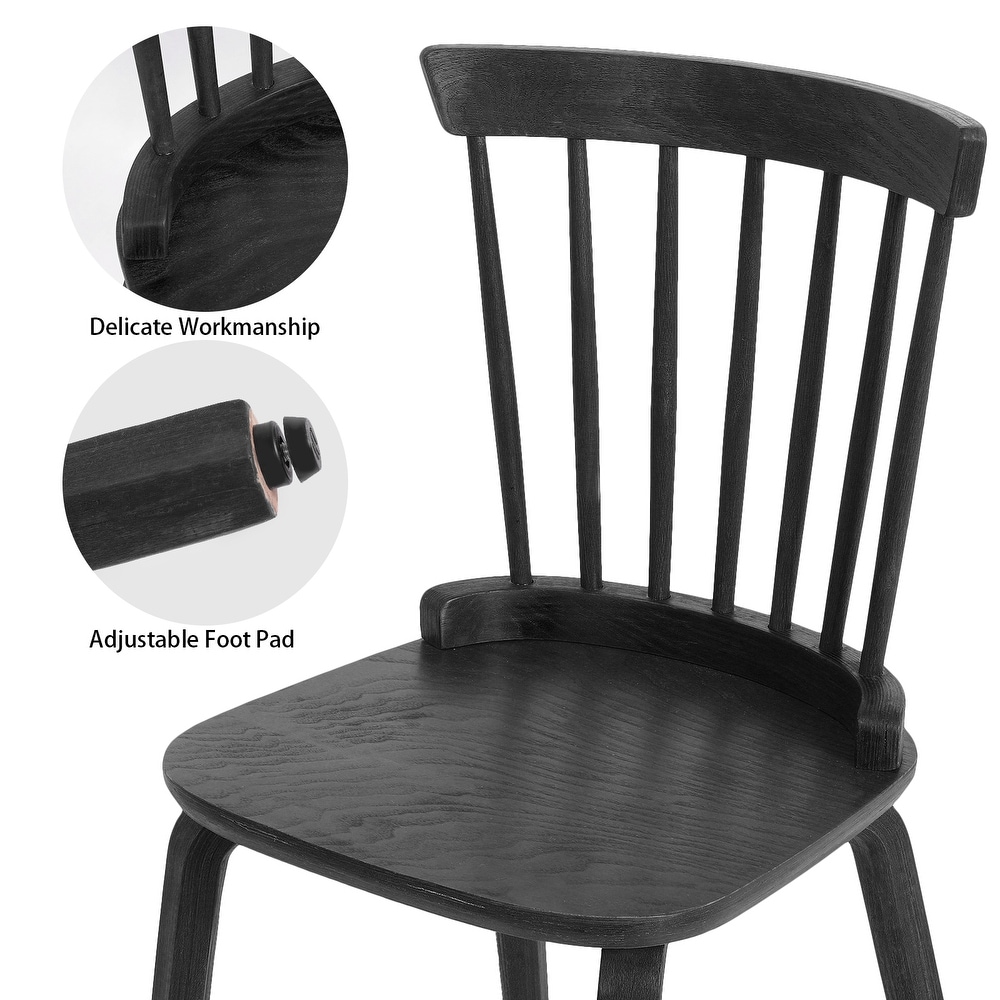 Farmhouse Spindle back Windsor Dining Chairs with Bentwood Legs  Black   33.5\