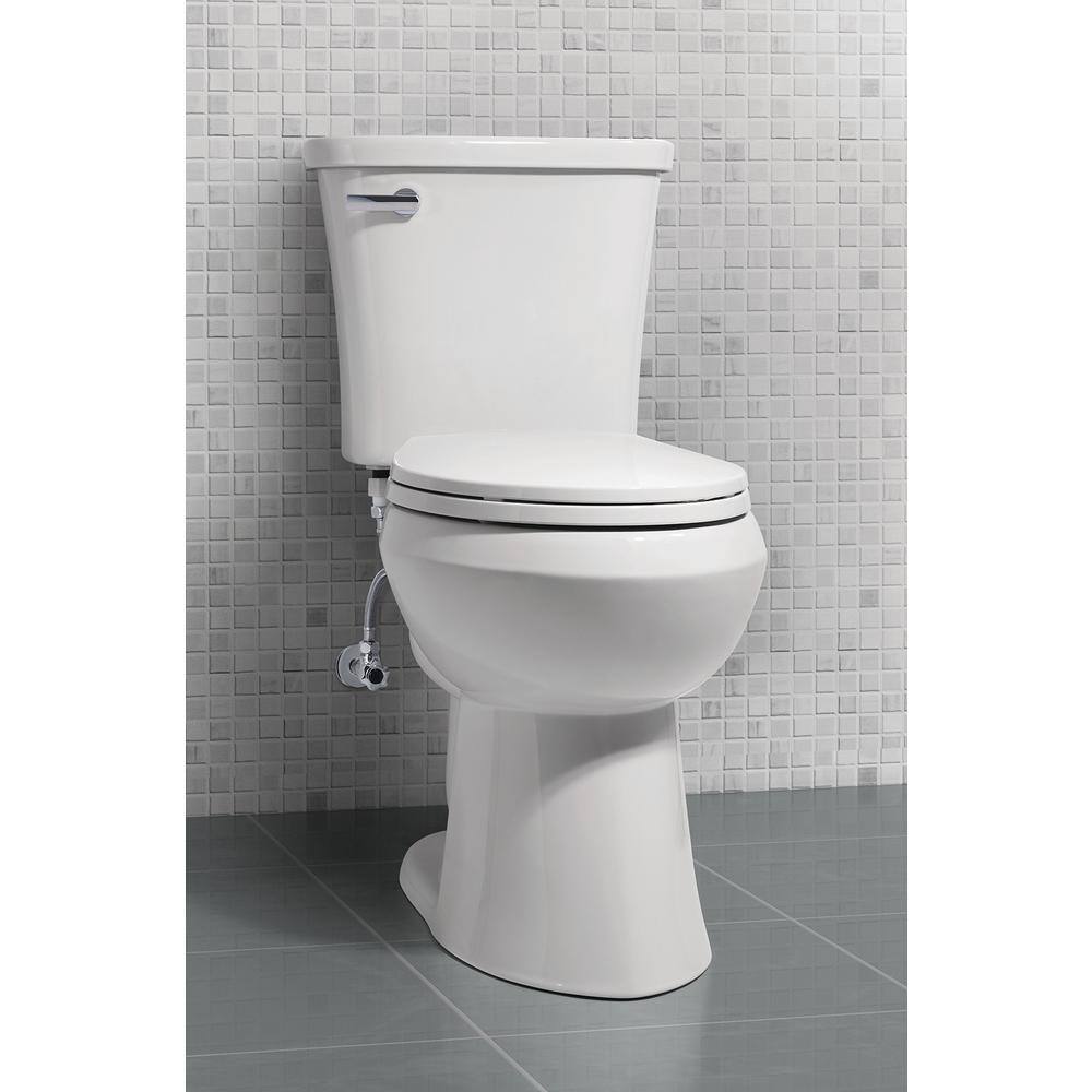 Glacier Bay Power Flush 2-piece 1.28 GPF Single Flush Elongated Toilet in White with Slow-Close Seat Included (6-Pack) N2450E