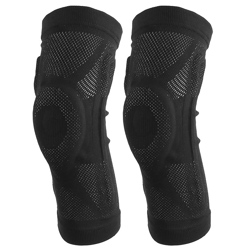 2pcs Breathable Sport Kneecap Anticollision Patella Guard Leg Sleeve Protective Gearblack M