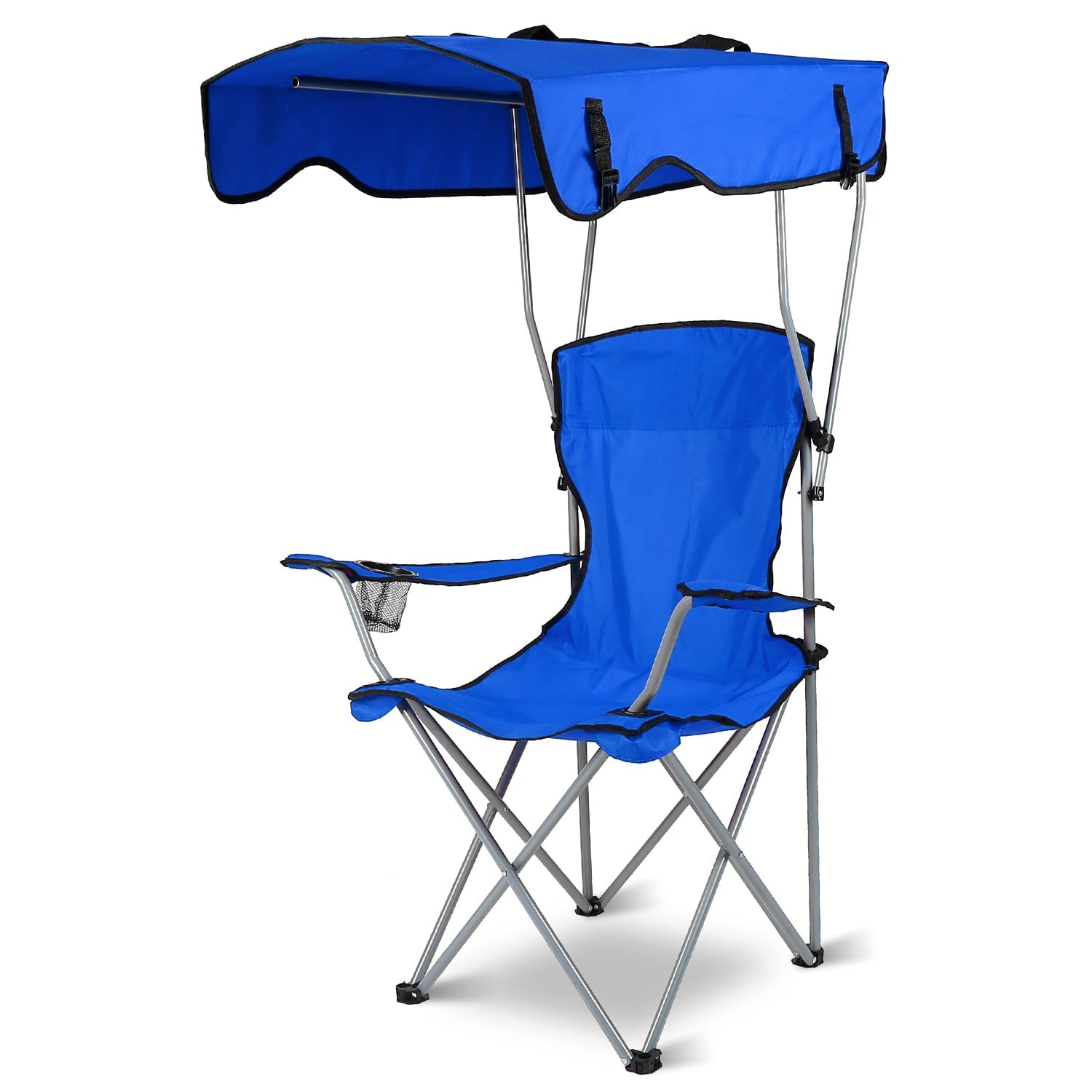 Camp Chairs, iMountek Foldable Beach Canopy Chair, Heavy Duty Sun Protection Camping Lawn Canopy Chair with Cup Holder for Outdoor Beach Camp Park Patio, Blue