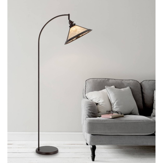 Metal Downbridge Adjustable Floor Lamp With Mica Shade Bronze Cal Lighting