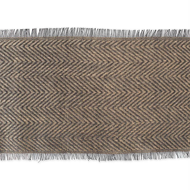 72 Gray and Brown Chevron Printed Rectangular Table Runner