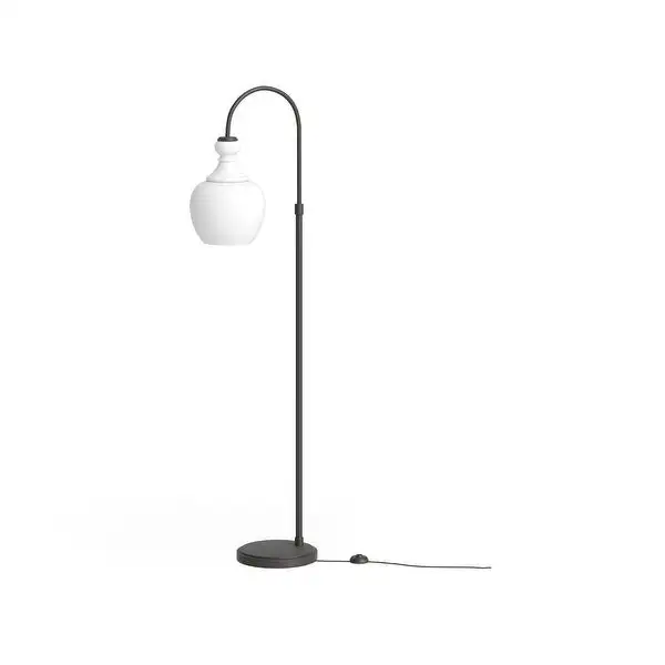 Verona Arc Floor Lamp with White Milk Glass Shade