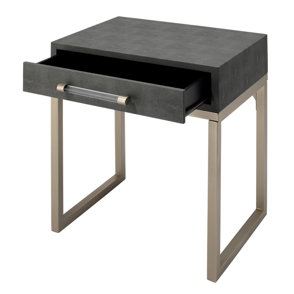 Alden Décor Brayden Faux Shagreen Side Table  Grey