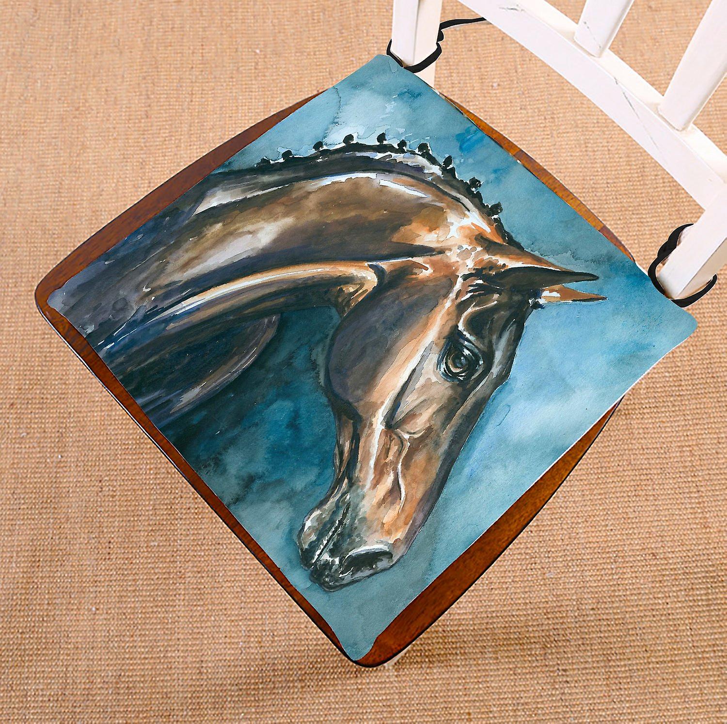 Animal Chair Pad， Watercolor Portrait Of Brown Horse Seat Cushion Chair Cushion Floor Cushion 45x45 Cm