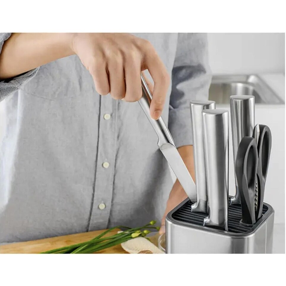 Dura Living Universal Knife Block Holder  Stainless Steel Organizer  Space Saving Storage Stand  (knives not in included)