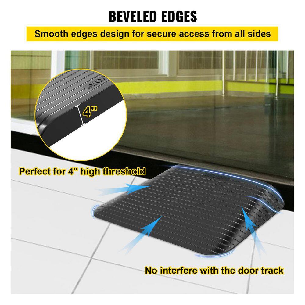 VEVOR 35.5 in. x 24 in. x 4 in. Rubber Threshold Ramp Doorway Threshold Speed ramp 4 in. Rise for Wheelchair and Scooter WFSL35.5X24X4WGM9V0