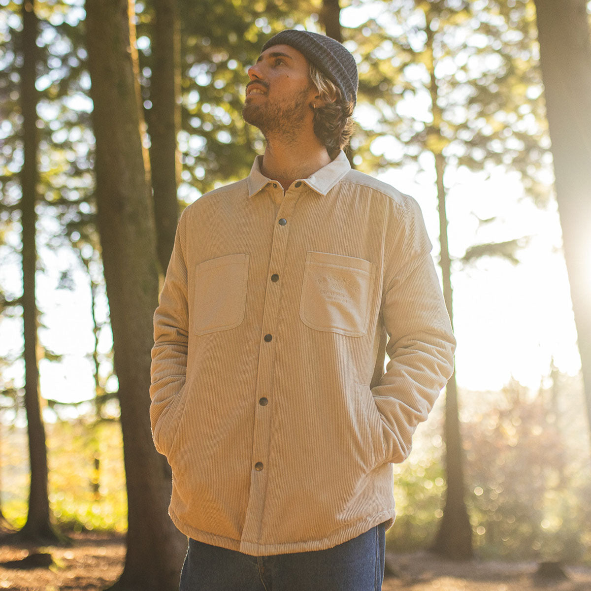 Kodiak Sherpa Lined Cord Overshirt - Feather Grey