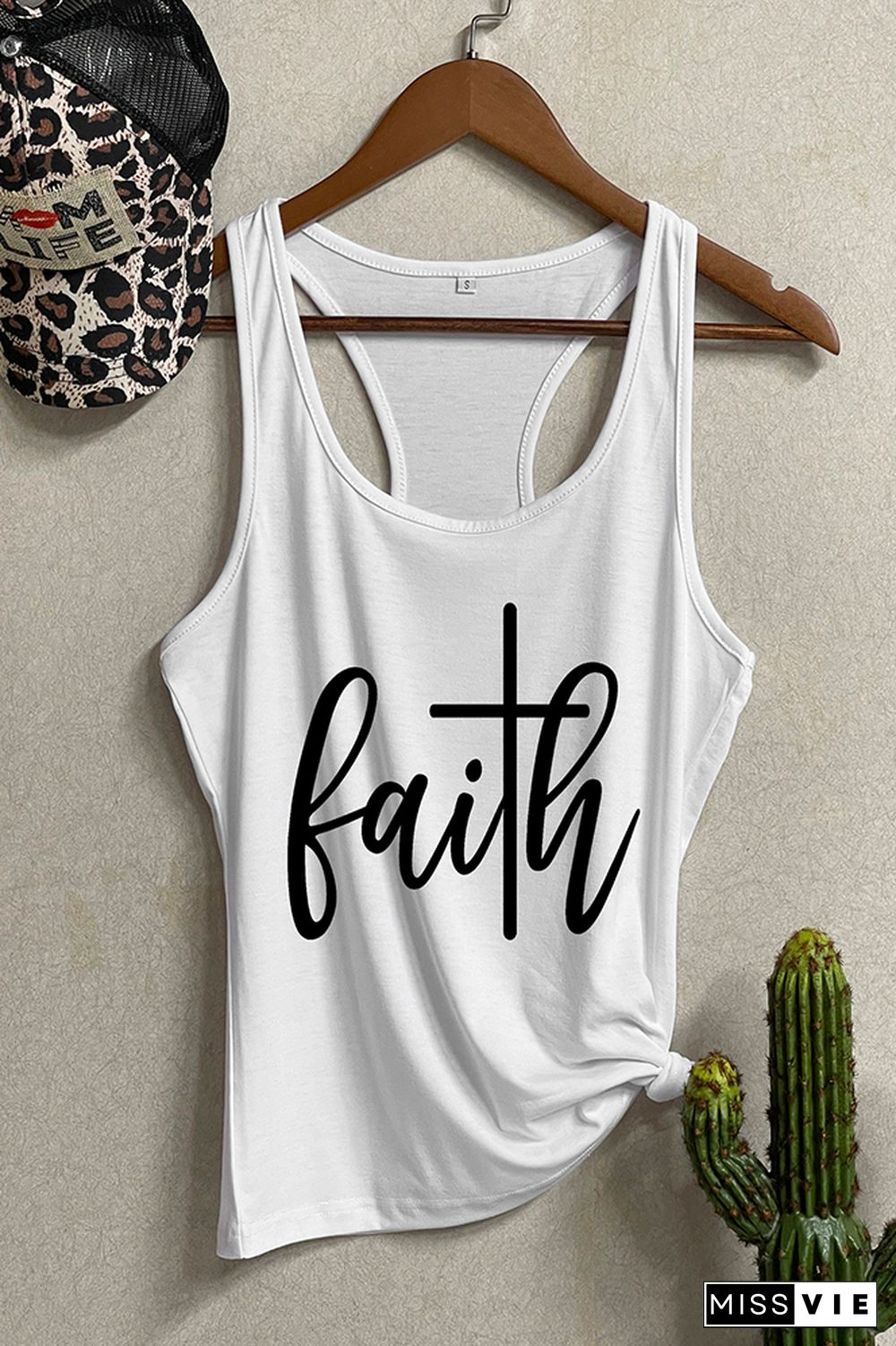 Faith Printed Sleeveless Tank Top Wholesale