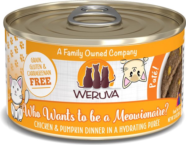 Weruva Classic Cat Who Wants To Be A Meowinaire Chicken and Pumpkin Pate Canned Cat Food