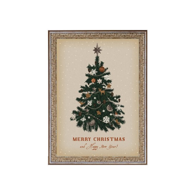 X 10 quot Merry Christmas And Happy New Year Tree Silver gold Frame Wall Canvas Petal Lane