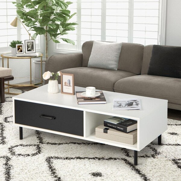 Modern 2-Tier Coffee Table Accent Cocktail Table with Storage - 43.5