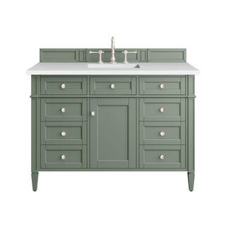 James Martin Vanities Brittany 48.0 in. W x 23.5 in. D x 33.8 in. H Bathroom Vanity in Smokey Celadon with White Zeus Quartz Top 650-V48-SC-3WZ