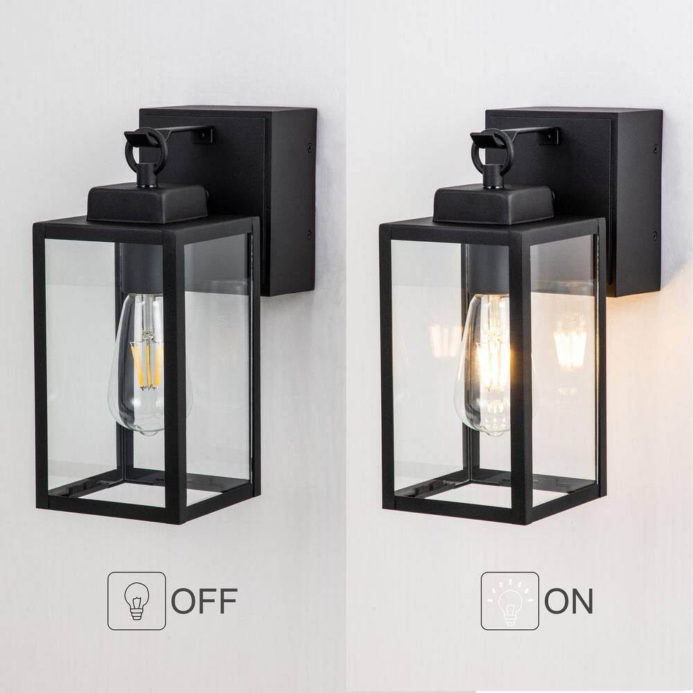 C Cattleya 1-Light Matte Black Aluminum Hardwired Outdoor Wall Lantern Sconce with GFCI Outlet LA2281-W