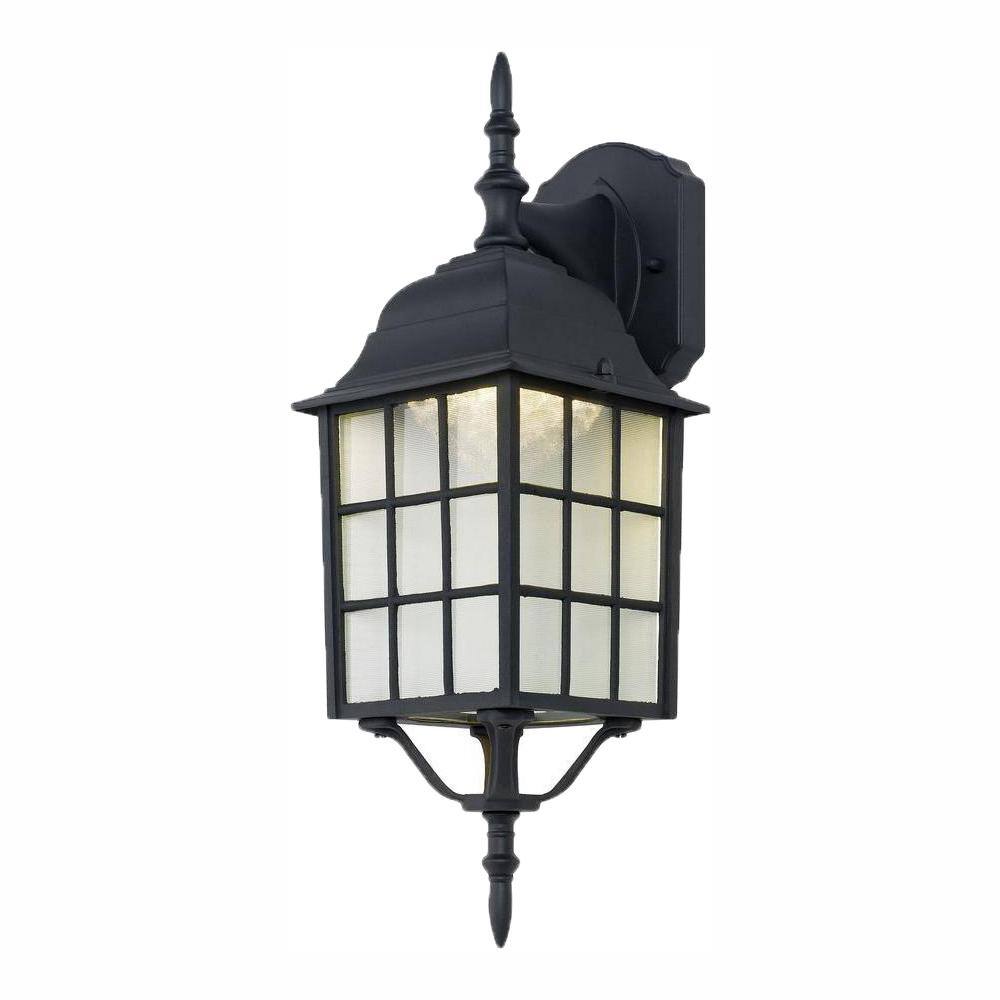 Hampton Bay Black LED Outdoor Wall Light Fixture with Textured Glass 4420-1BK-LED