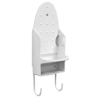 Home Basics Wall Mount Ironing Board with Built-In Accessory Hooks White HDC52635