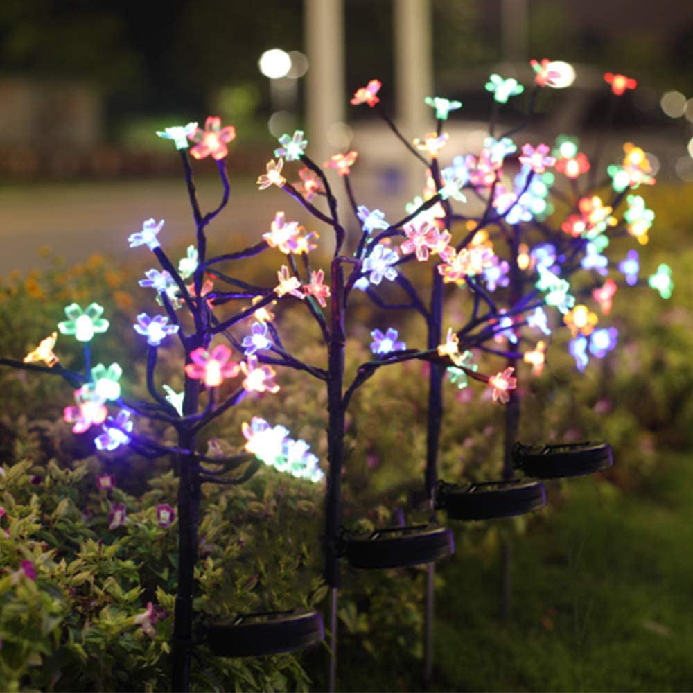 Garden Solar Lights Outdoor Decorative - LED Solar Powered Fairy Landscape Tree Lights， Beautiful Solar Flower Lights for Pathway Patio Yard Deck Walkway Christmas Party Decor 4 Pack