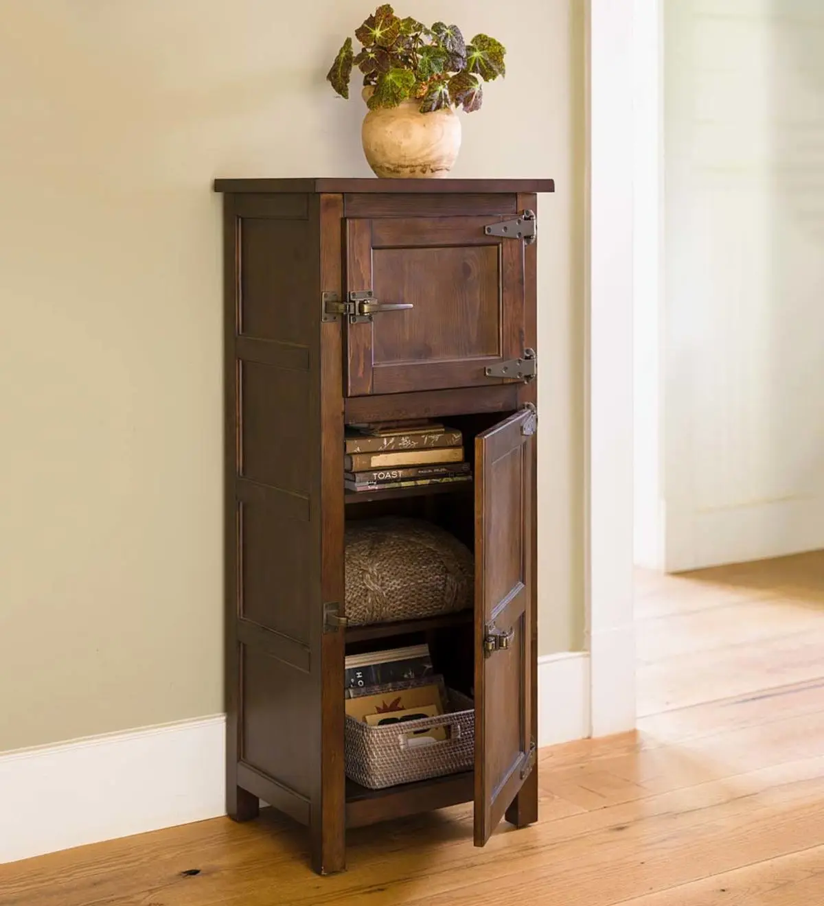 Plow and Hearth Portland Ice Box Wood Jelly Cabinet with Replica Hardware