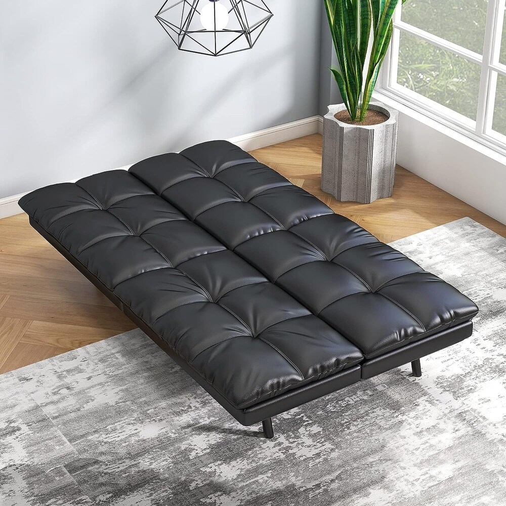 Modern Linen Futon with Memory Foam and Adjustable Armrests