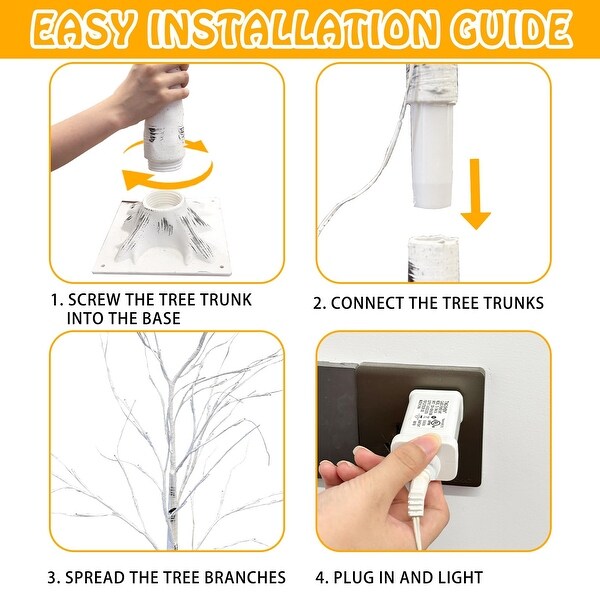 2Pcs 5and6Ft Lighted Birch Tree，Prelit Artificial Twig Tree，Lights with Dimmable and Timer，LED Tree for Yard Xmas Decor