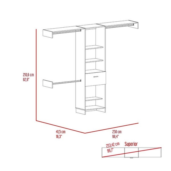 Distinctive Design 1-Drawer 5-Shelf Closet System for Living Room， Extra Space， Easy Assemble， Living Room， Bedroom - - 37928503