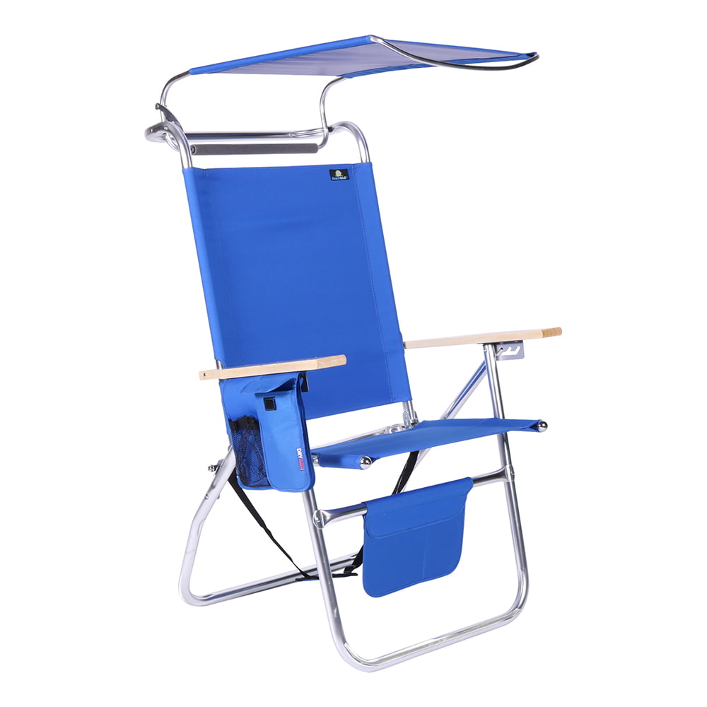 17 Inches High Seat Big Tycoon Aluminum Beach Chair with Canopy